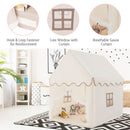 Wooden-Frame Kids Playhouse with Washable Mat – Brown