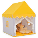 Wooden-Frame Kids Playhouse with Washable Mat – Yellow
