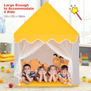 Wooden-Frame Kids Playhouse with Washable Mat – Yellow