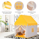 Wooden-Frame Kids Playhouse with Washable Mat – Yellow