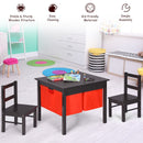 Kids activity table and chair set with storage drawers, double-sided tabletop for building and learning, made of.