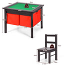 Kids activity table and chair set with storage drawers, made of MDF, perfect for block building and learning.