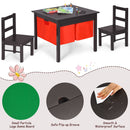 Kids activity table and chair set with storage, featuring a double-sided panel for building and drawing, made of.