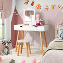 Kids' 2-in-1 vanity set with rectangular mirror and two large drawers, perfect for beauty and study activities.