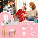 Kids' 2-in-1 vanity set with rectangular mirror, large drawers, and sturdy pine legs for versatile use and ample.