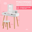Kids' vanity set with rectangular mirror, two large drawers, made of durable MDF and pine wood, suitable for ages 3-7.