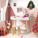 Kids' vanity set featuring a spacious tabletop, two large drawers, and a detachable mirror for versatile play and study.