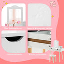 Kids' vanity set with clear mirror, smooth waterproof surface, easy-to-pull drawers, and convenient handle for.