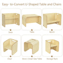 Kids Table and Chair Set, 3 Pieces Wooden Activity Table Bench w/Storage Shelves