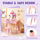 Princess Makeup Dressing Table with Drawer and Mirror-Pink