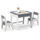 Kid Table & 2 Chairs Set Activity Desk Whiteboard Blackboard w/Storage - Grey