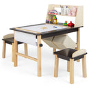 Kids Table and Chairs Set 3PCS Art Drawing Activity Desk Stools w/Storage Bins - Default Title
