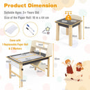Kids Table and Chairs Set 3PCS Art Drawing Activity Desk Stools w/Storage Bins
