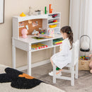 Kids Table and Chair Set, Students Study Desk w/Chair, Hutch, Cork Bulletin Board, Bookshelf & Drawers