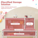 Kids Table and Chair Set, Students Study Desk w/Chair, Hutch, Cork Bulletin Board, Bookshelf & Drawers