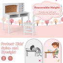 Kids Table and Chair Set, Students Study Desk w/Chair, Hutch, Cork Bulletin Board, Bookshelf & Drawers