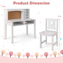 Kids Table and Chair Set, Students Study Desk w/Chair, Hutch, Cork Bulletin Board, Bookshelf & Drawers
