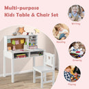 Kids Table and Chair Set, Students Study Desk w/Chair, Hutch, Cork Bulletin Board, Bookshelf & Drawers