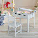 Kids sensory table set in grey with paper roll holder and storage, perfect for drawing and playing activities.