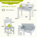 Kids sensory table set in grey with storage and paper roll holder, ideal for drawing and play activities.
