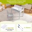 Kids sensory table set in grey with paper roll holder, perfect for drawing and storage, ideal for various activities.