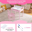 Kids sensory table set in pink with paper roll holder, perfect for drawing and studying, featuring storage space.