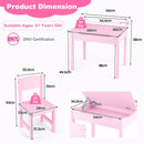 Kids sensory table set in pink with paper roll holder, storage space, and safety features for drawing and playing.