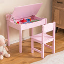 Kids sensory table set in pink with storage and paper roll holder, perfect for drawing and play activities.