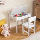 Toddler activity table and chair set in white with removable paper roll holder, perfect for drawing and organizing.