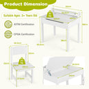 Toddler activity table and chair set with paper roll holder, designed for drawing and studying, featuring a flip-top.