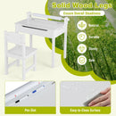 Toddler activity table and chair set with solid wood legs, paper roll holder, and easy-to-clean surface for creative.
