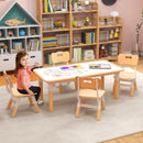 Kids Table and 4 Chairs Set, Height Adjustable Toddler Desk & Chairs for 3+ Years, Arts Crafts Table w/Graffiti Desktop