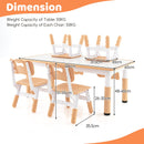 Kids Table and 4 Chairs Set, Height Adjustable Toddler Desk & Chairs for 3+ Years, Arts Crafts Table w/Graffiti Desktop