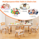 Kids Table and 4 Chairs Set, Height Adjustable Toddler Desk & Chairs for 3+ Years, Arts Crafts Table w/Graffiti Desktop