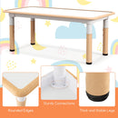 Kids Table and 4 Chairs Set, Height Adjustable Toddler Desk & Chairs for 3+ Years, Arts Crafts Table w/Graffiti Desktop