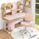 Kids swivel mesh computer chair in pink with adjustable height, ergonomic backrest, and sit-brake wheels for safety.