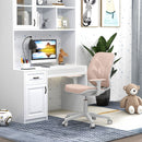 Kids swivel mesh computer chair in pink with smooth armrests and ergonomic design, ideal for ages 6-15 in a stylish.