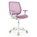 Kids swivel mesh computer chair in purple with adjustable height, ergonomic backrest, and sit-brake wheels for safety.