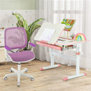 Kids swivel mesh chair in purple with adjustable height, ergonomic backrest, and 360° swivel for comfort and safety.