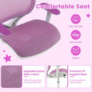 Kids swivel mesh chair in purple features adjustable height, ergonomic backrest, and breathable nylon fabric for.