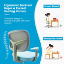 Kids study chair with ergonomic Y-bracket backrest in blue, promoting correct posture for comfortable studying.