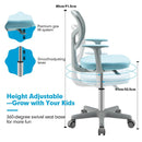 Kids study chair in blue with adjustable height, ergonomic design, and 360° swivel for comfortable learning.