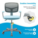 Kids study chair with adjustable height, breathable mesh backrest, and auto-lock casters for safe, comfortable use.