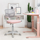Kids study chair in pink with adjustable height and breathable mesh backrest, perfect for ages 3-10 in a stylish.