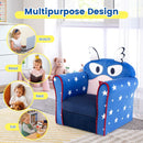 Kids upholstered armchair with cute cartoon pattern in navy, designed for comfort and support, perfect for reading and.