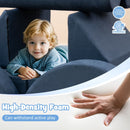 Modular kids play couch set in blue, featuring high-density foam for safe, creative play in nursery or playroom.
