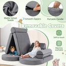 Modular kids play couch set in grey with removable covers, perfect for imaginative play and easy maintenance.