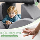 Modular kids play couch set in grey featuring high-density foam, perfect for active play and creative building.