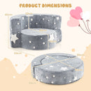 Convertible grey children sofa chair with removable cover, featuring glow-in-the-dark star patterns and ergonomic.