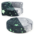 Convertible grey kids sofa chair with glow-in-the-dark star patterns, designed for comfort and play, ideal for ages 3+.